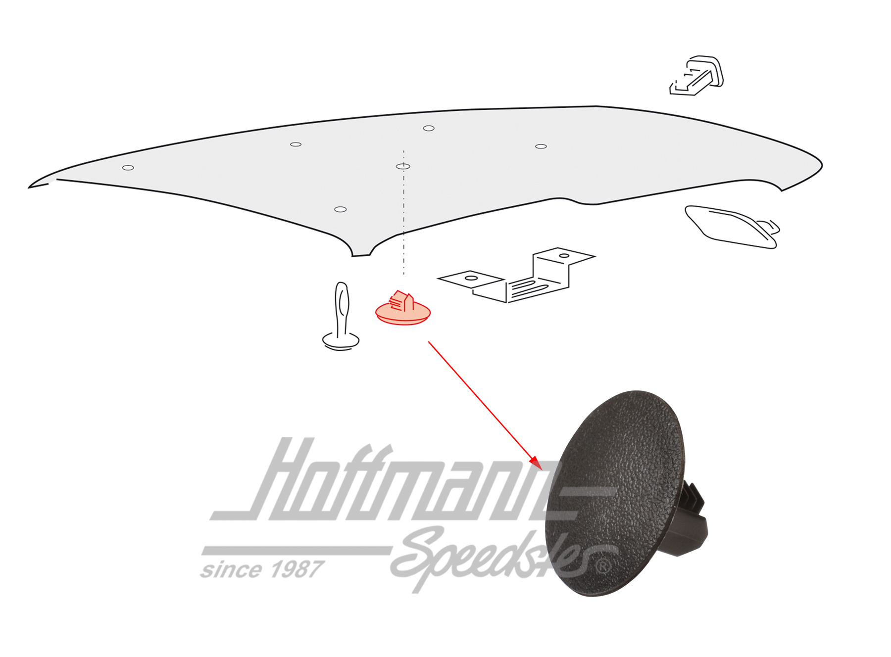 Clip, techo,  Golf 2 GTI, negro | 321 867 838  01C | 208-1170-23