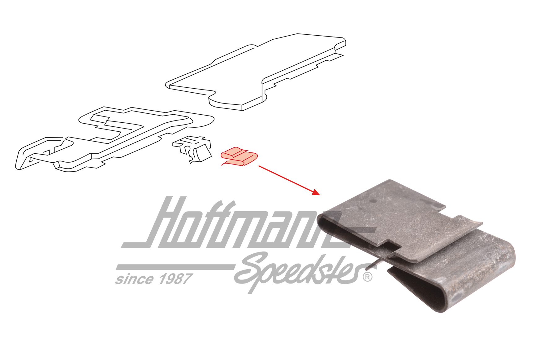 Clip, tablero de a bordo
, inferior | 171 863 090 A | 180-1530-20