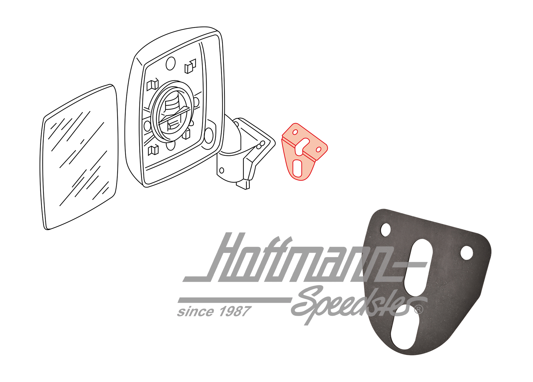 Soporte, retrovisor eléctrico, Furgoneta T3 | 251 857 543 B | 370-5186-10