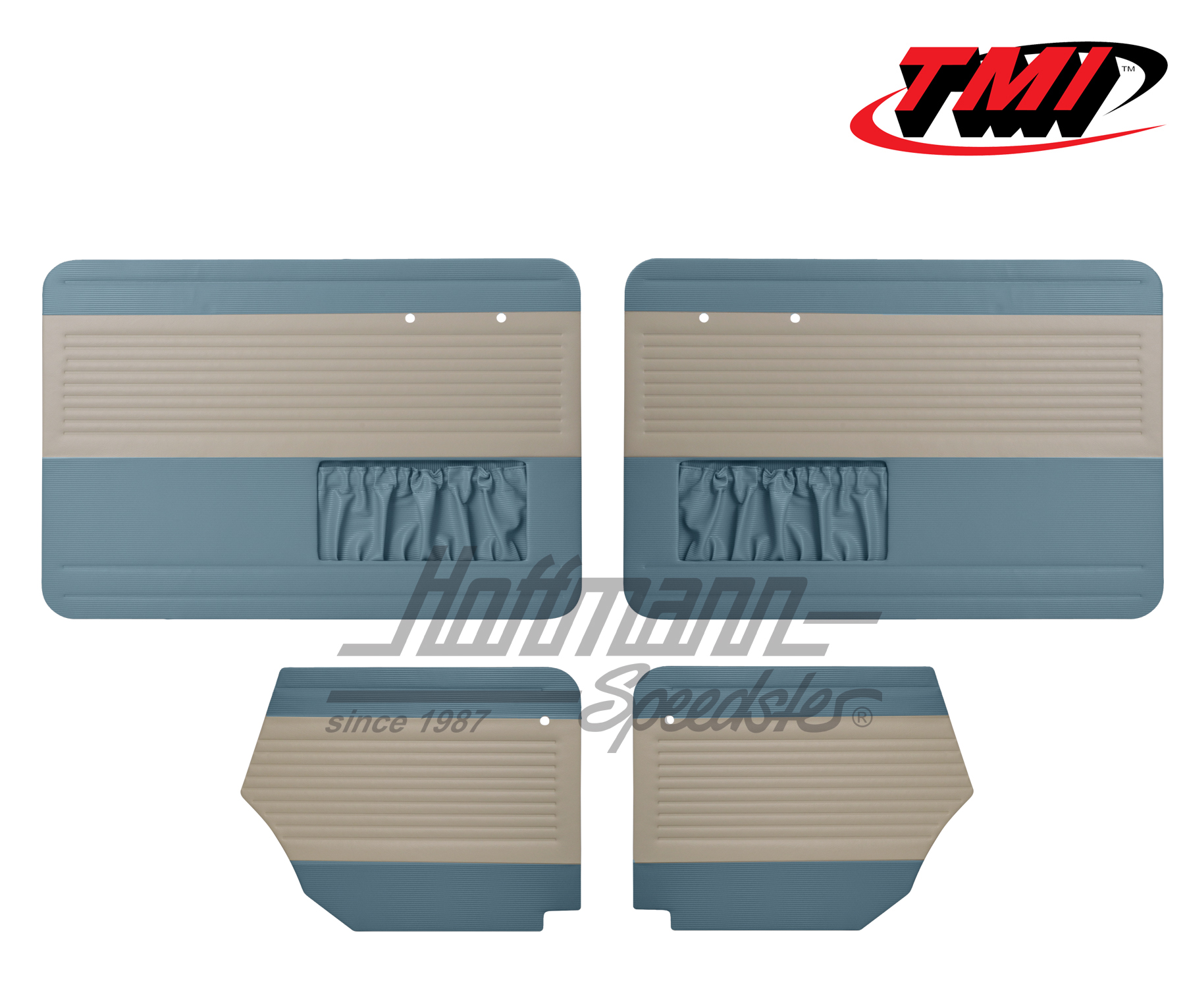 Paneles de puerta y de laterales, Escarabajo Cabriolet, 64-66, blanco antiguo / azul antiguo | 19-1328-24-15 | 055-7564-09