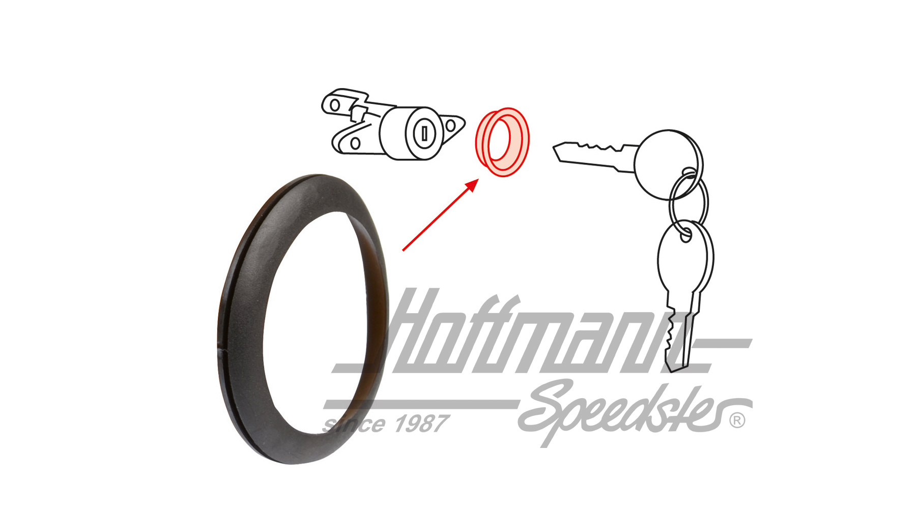 Junta, cerradura de portón trasero, Golf Cabri
olet | 161 827 527  01C | 180-7405-06