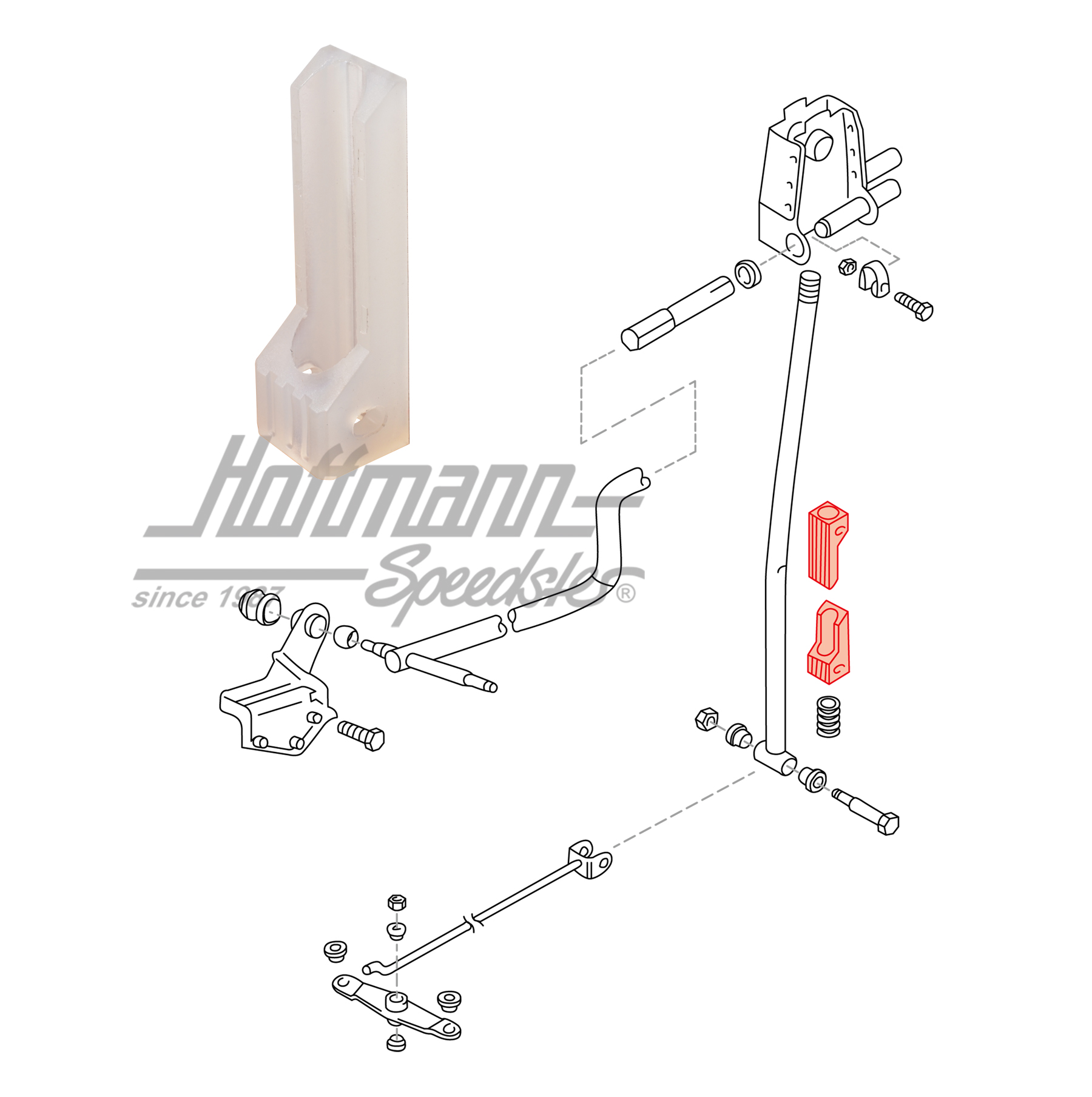 Guía, palanca de cambio, Furgoneta T4 | 7D0 711 124 A | 407-2010-10