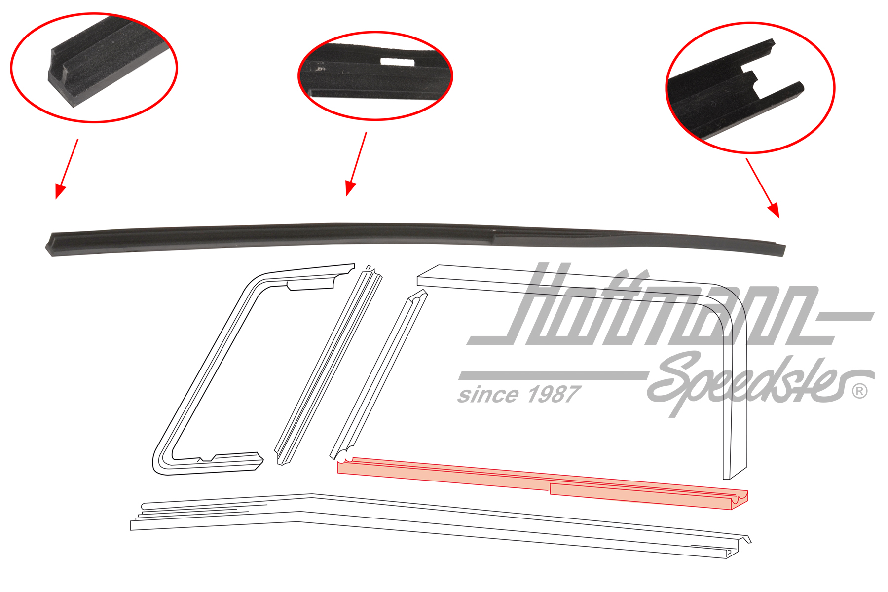 Perfil de guía, ventana corredera, inferior, dcha. | 211 837 388 A | 089-0130-12