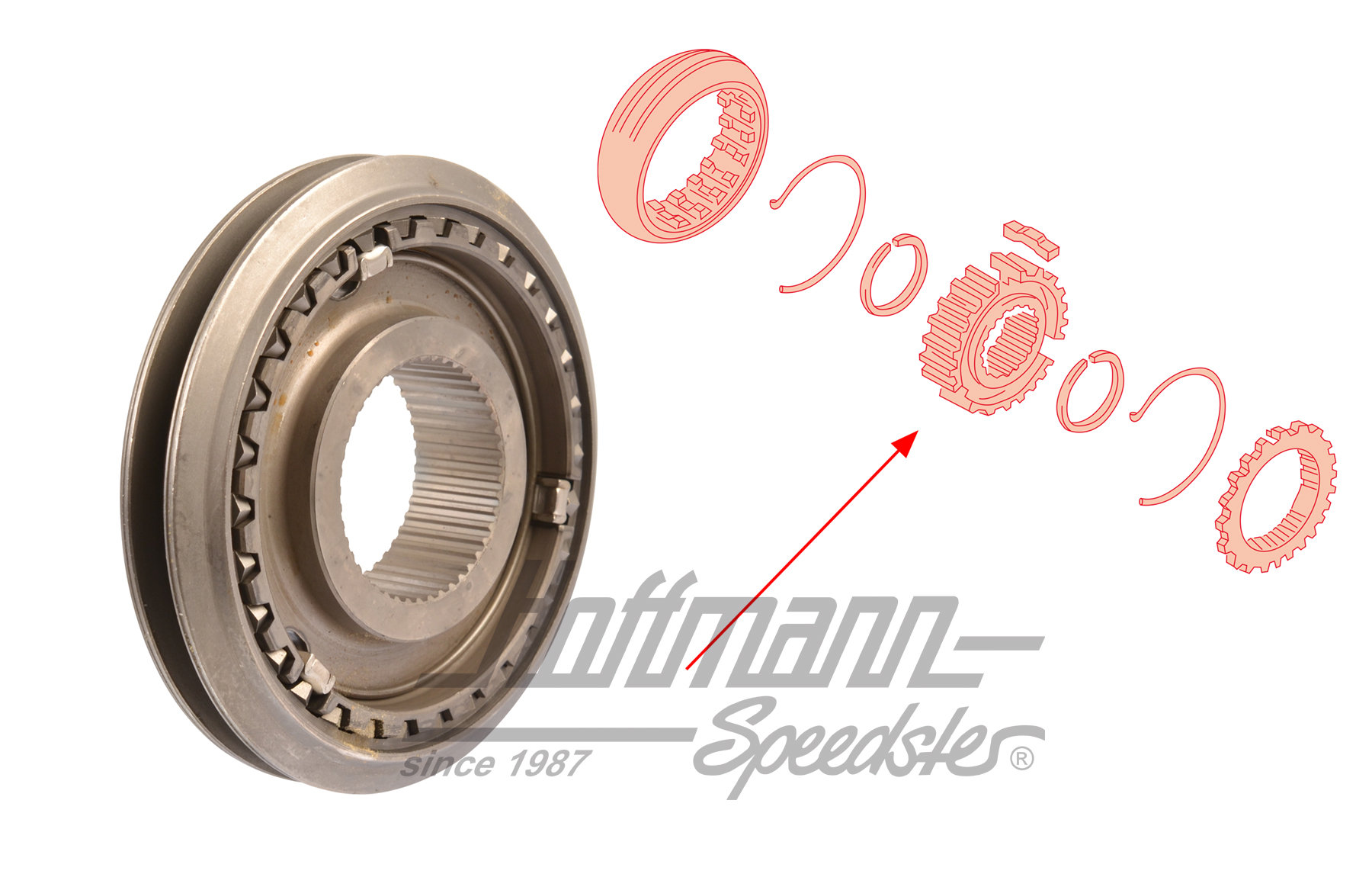 Cuerpo sincronizador, marchas 3/4/5, Furgoneta T3 | 091 311 301 B | 315-0020-08