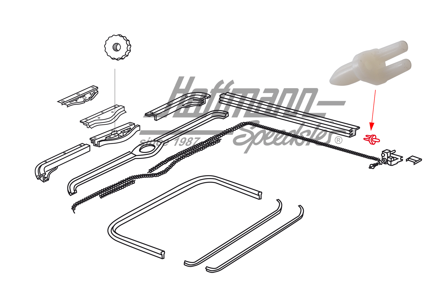 Soporte, riel de guía, techo corredizo de acero, SSD, Escarabajo/Furgoneta | 313 877 359 | 020-5479