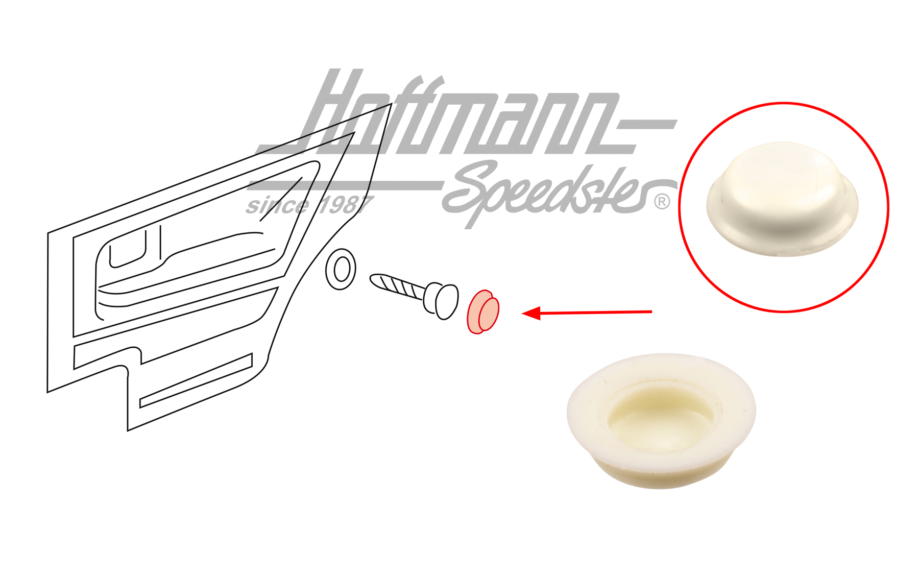 Caperuza, panel de la puerta (hermelin) | 311 867 169  90X | 180-1914-18