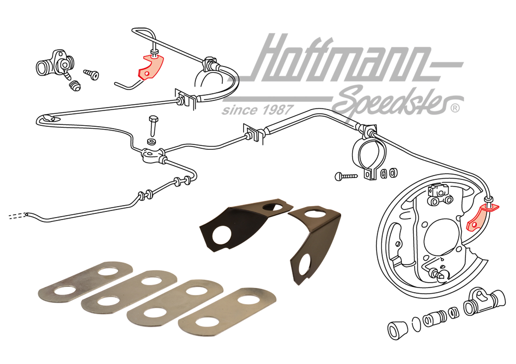 Kit de soportes, tubería de freno, resorte de hoja                                                  