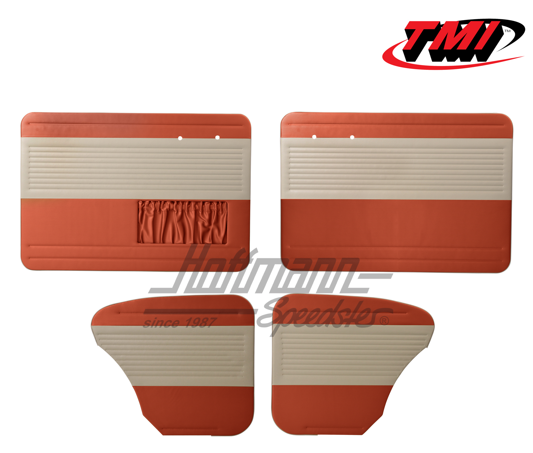 Paneles de puerta y de laterales, Escarabajo Sedán, 55-64, blanco antiguo / rojo ladrillo | 19-1122-23-15 | 055-7504-07