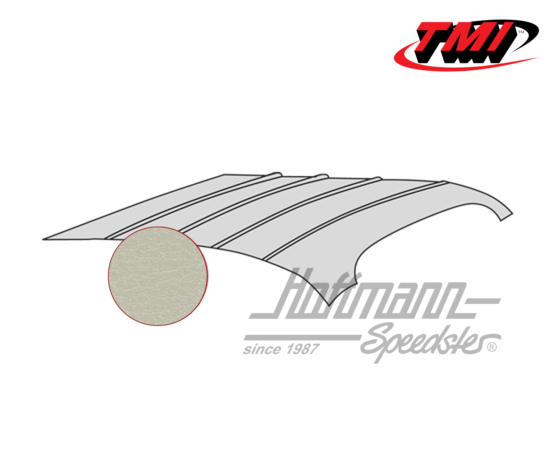 Cielo de techo, Karmann Ghia, -.74, liso, blanco antiguo | 20-1510-48 | 066-0100-40