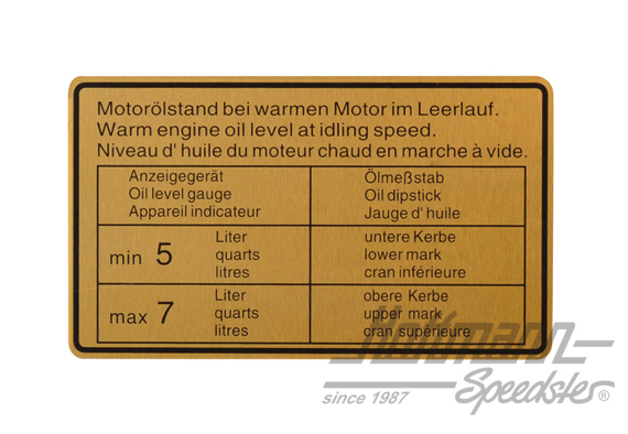 Pegatina "Ölstand" (nivel de aceite), 911/914, 65-72/70-72 | 901 006 504 01 | 580-8015