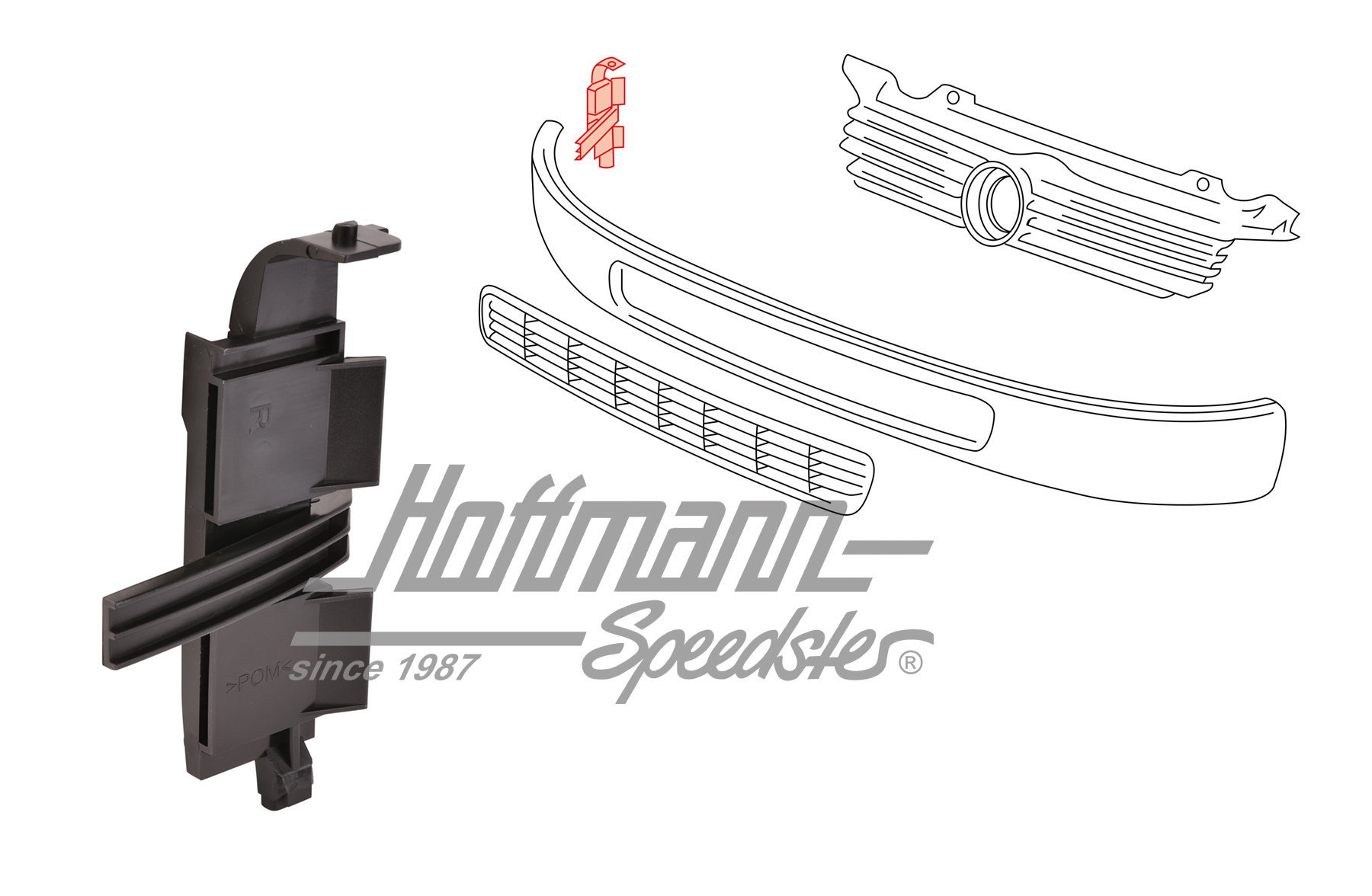 Guía, embellecedor/parrilla del radiador
, abajo, derecha | 7D0 854 510 | 408-2940-02