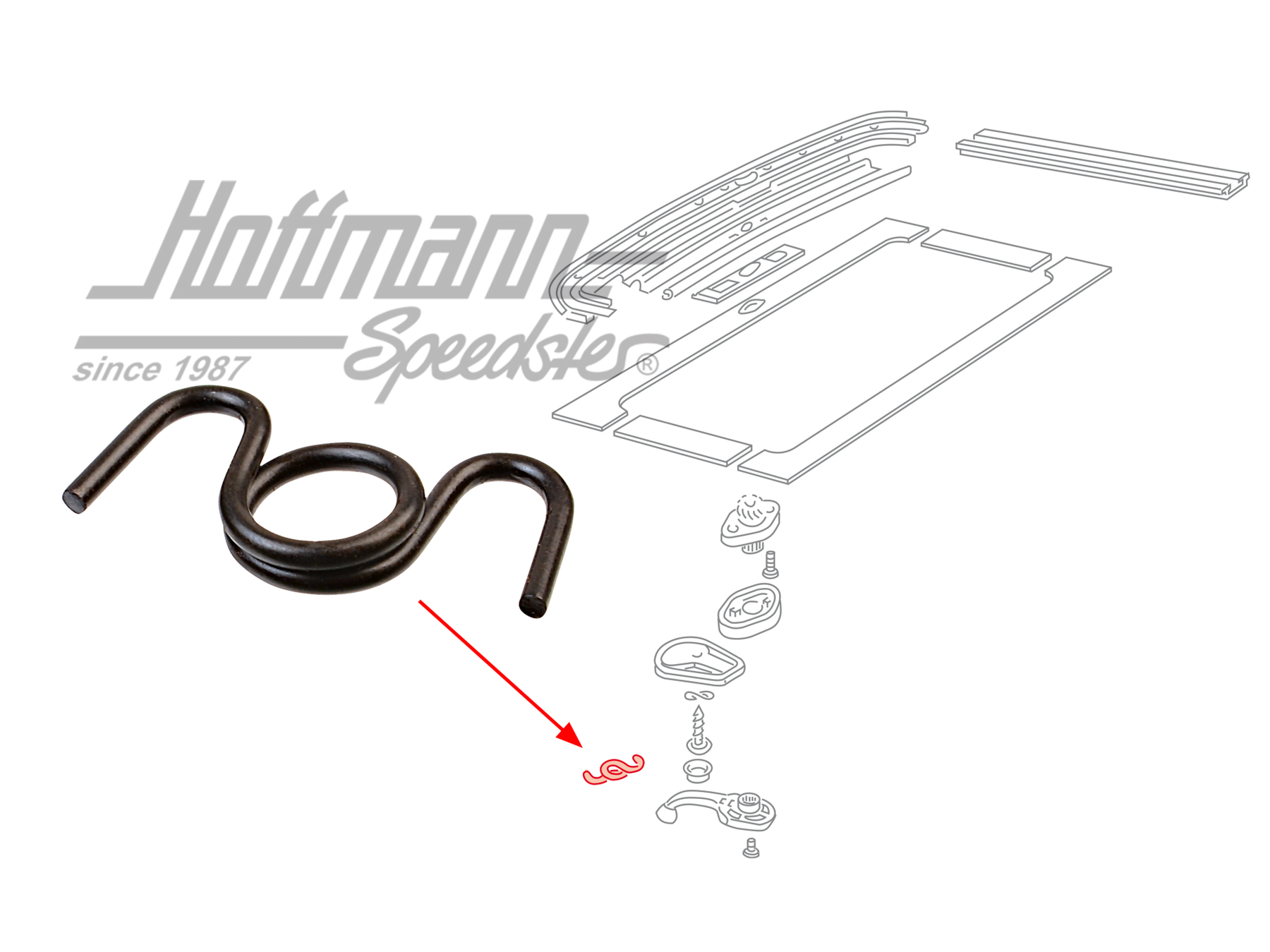 Resorte, manivela de techo corredizo, Escarabajo/Furgoneta/Golf | 313 877 459 A | 020-5510-20