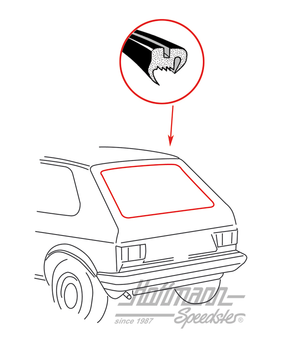 Junta de luneta trasera, Golf 1 Sedán, sin ranura, Sedán | 171 845 521 | 180-7075