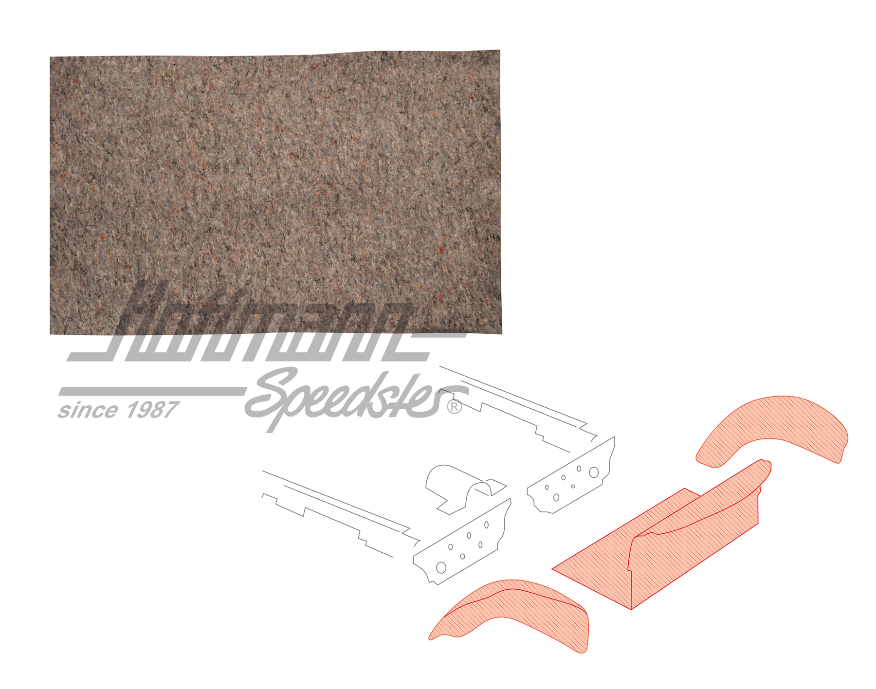 Juego de alfombrillas, maletero, Cabriolet, gris, 8.55-7.72                                         