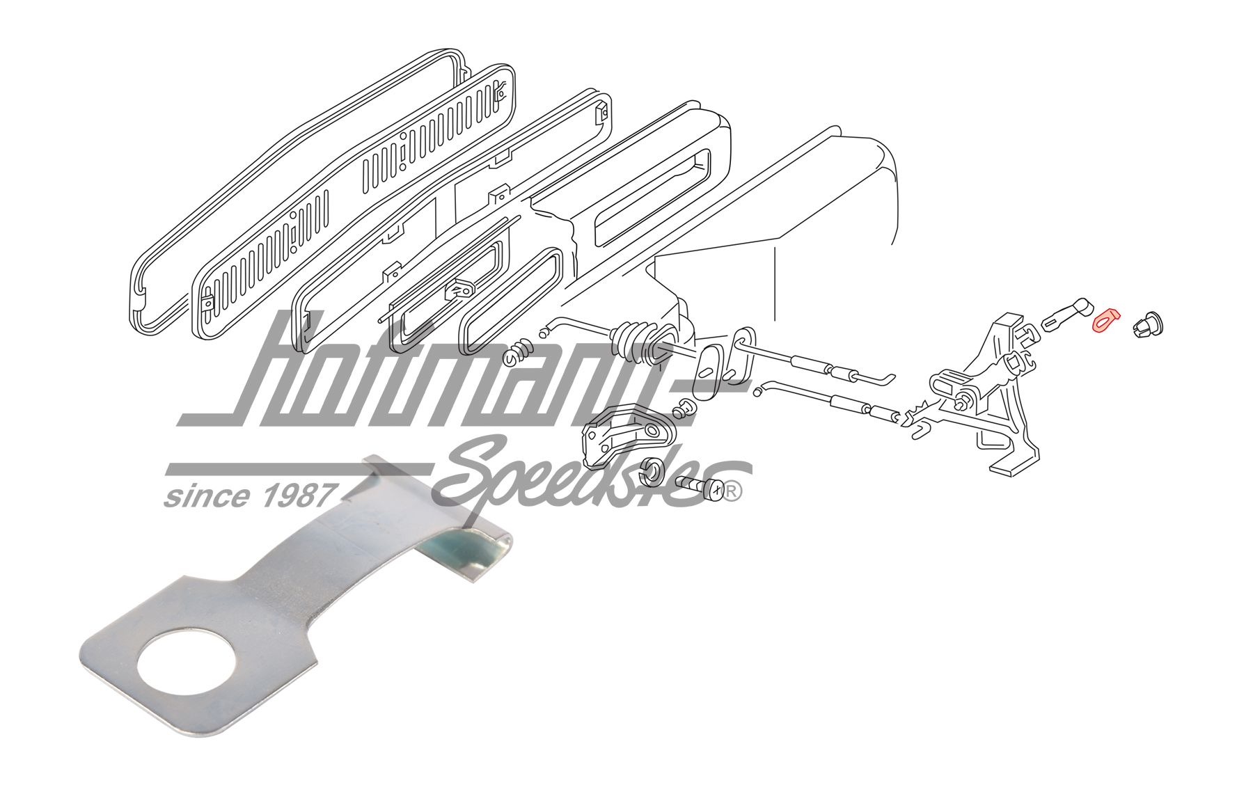 Chapa de retención, palanca de calefacción
, Furgoneta T2, 8.67-7.71 | 211 259 373 | 090-1296-30