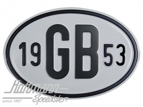 Placa de nacionalidad "GB" (Gran Bretaña), "1953", aluminio |  | 020-2404-53