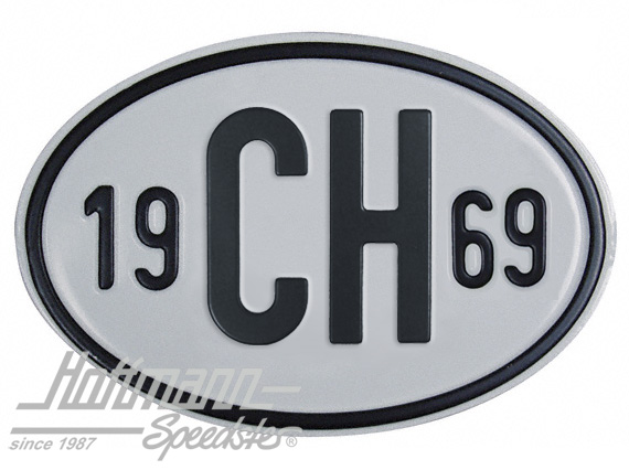 Placa de nacionalidad "CH" (Suiza), "1969", aluminio |  | 020-2401-69