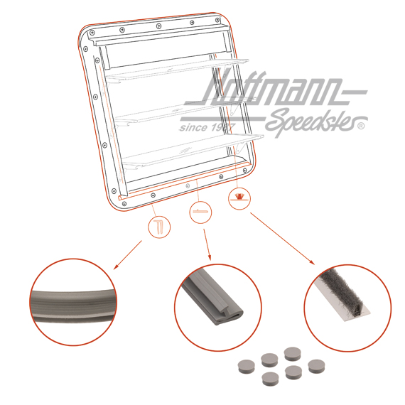 Juego de juntas, ventana de celosía, Furgoneta T1 | 231 069 411 | 089-1858