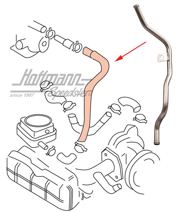 Tubo del agua, radiador de aceite / caja del termostato, EST | 025 121 065 A | 307-4024-18