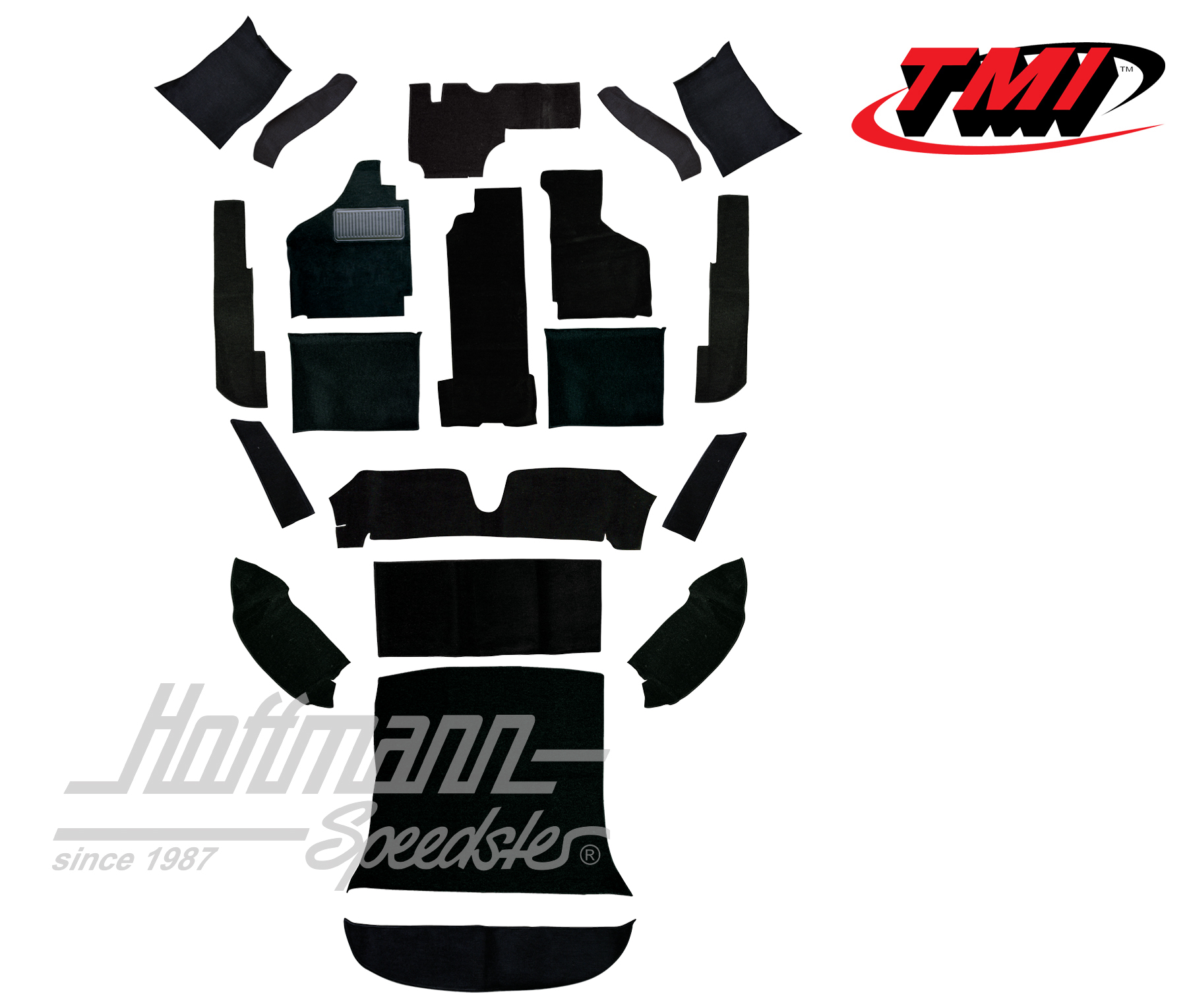 Juego de alfombras, Karmann Ghia Coupé, negro, 8.68-, | 34-F1524-801 | 066-0043-50