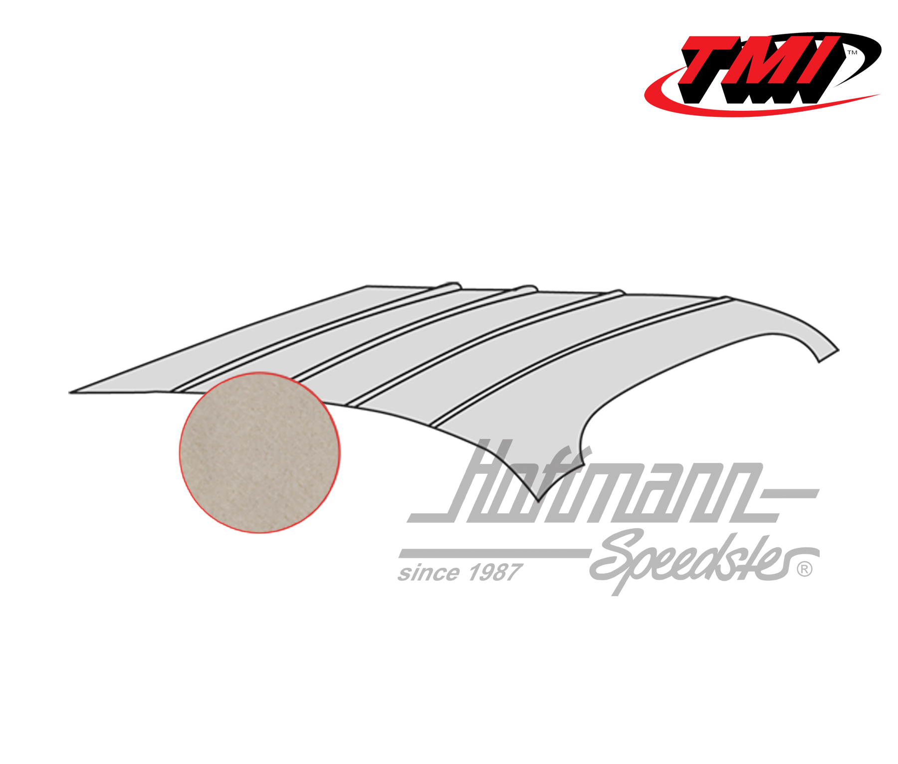 Cielo de techo, Karmann Ghia, -.74, mohair, de color marfil | 20-1510-77 | 066-0100-70