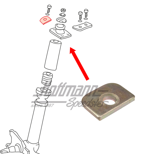 Placa, arandela de apoyo, superior, 911, 1 agujero                                                  