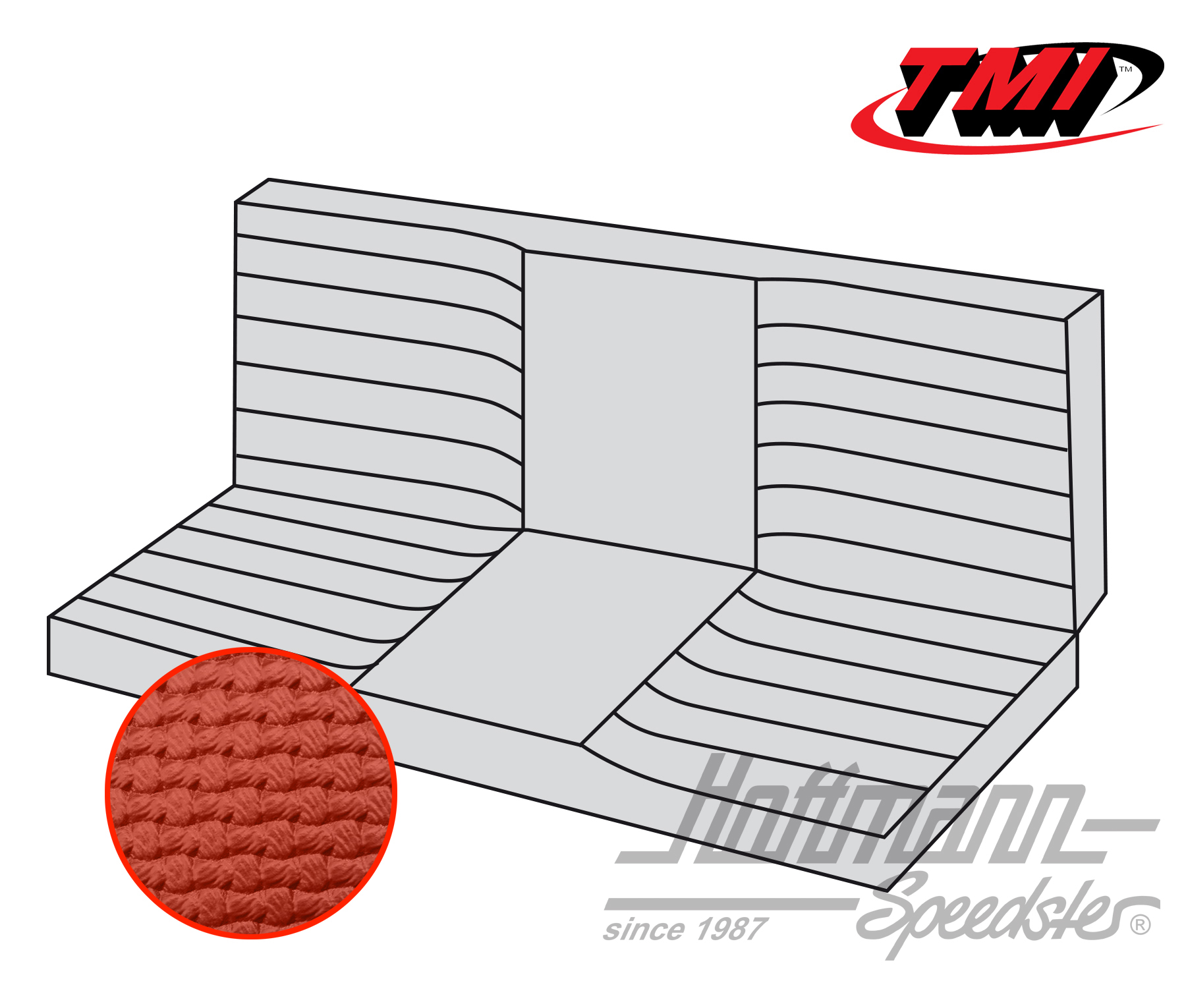 Funda de banco de asiento, Karmann Ghia Coupé, 71-74, rojo | 43-1512-07 | 066-0083-10