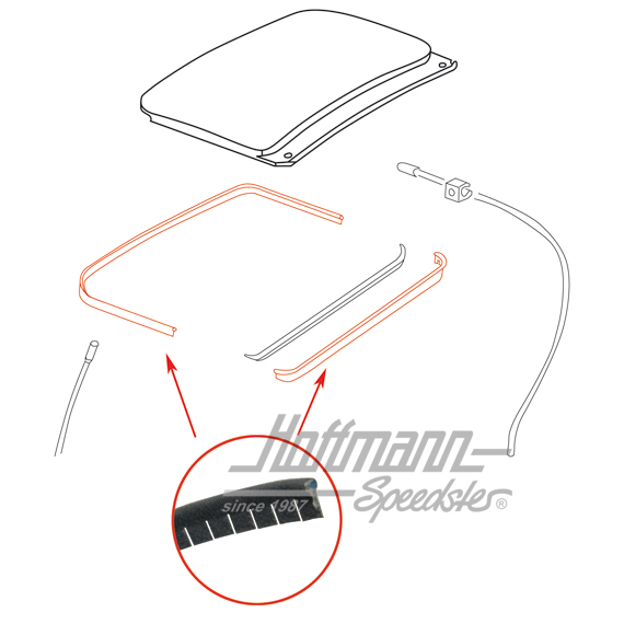 Junta de fieltro, techo corredizo, delantero/trasero | 117 877 223 C + 225 B | 020-5480