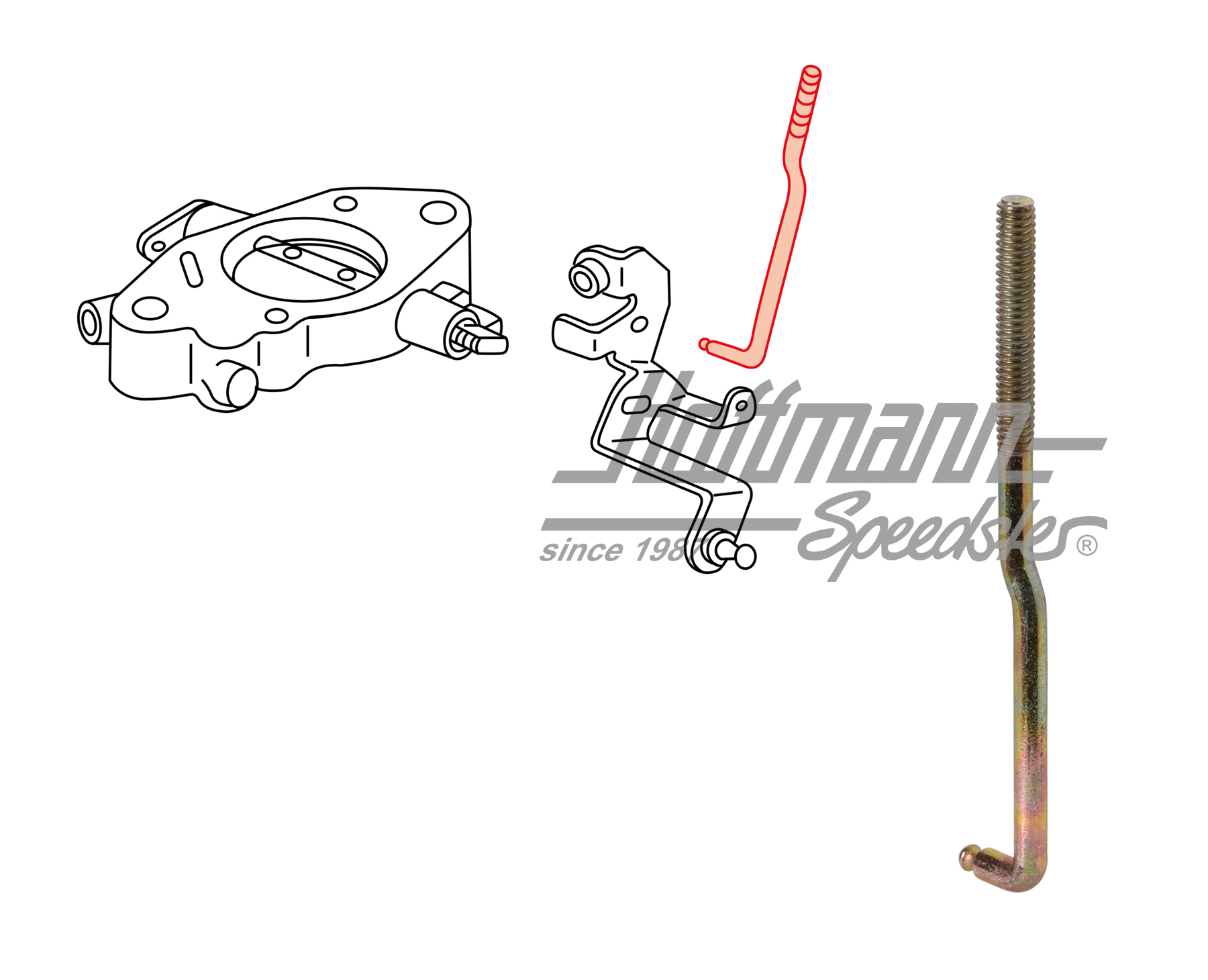 Barra, válvula de mariposa, inferior, 34/40PDSIT | 021 129 255 A | 092-2100-40